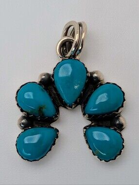 Kingman Turquoise Naja Pendant S925 Sterling Silver